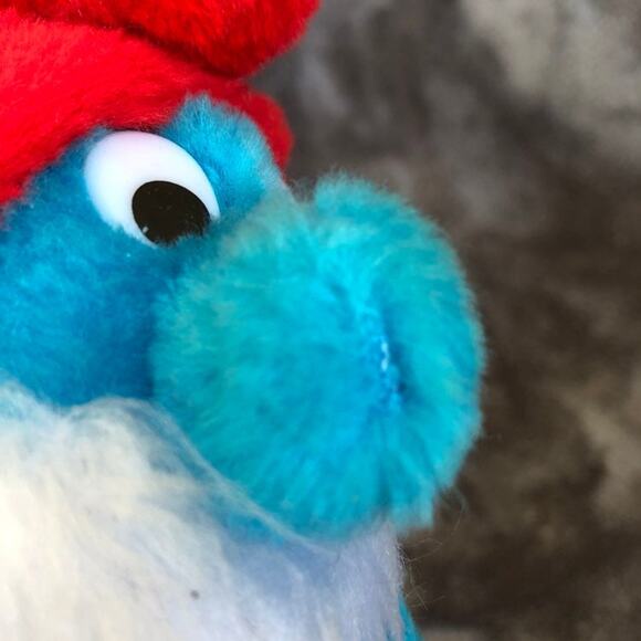 Vintage Papa Smurf Plush Doll 8" 1981 Wallace Berrie Smurf Nut Hull Stuffing - Picture 12 of 12